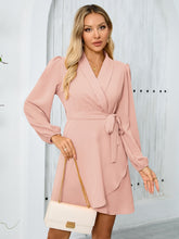 Surplice Tie Waist Long Sleeve Mini Dress - Littles Collection 
