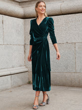 Surplyce Puff Sleeve Midi Dress In Black - Littles Collection 