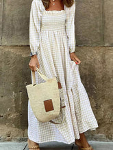 Smocked Square Neck Long Sleeve Cotton Dress - Littles Collection 