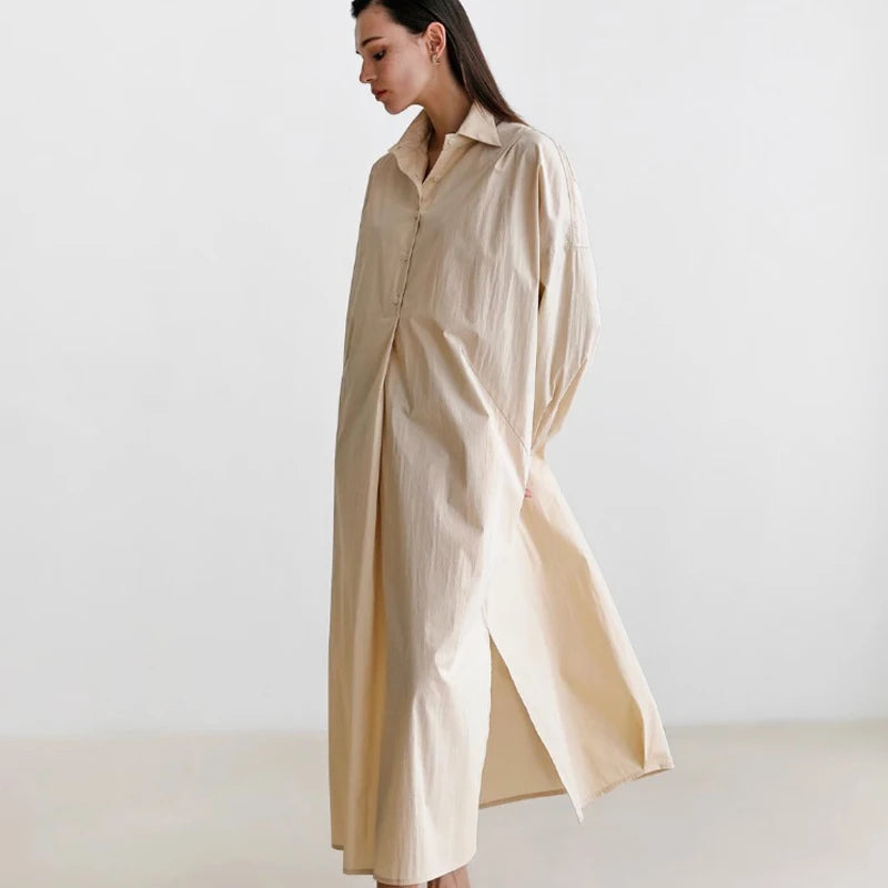 JNT Shirt Dress Cotton Korean Version Oversized - Littles Collection 