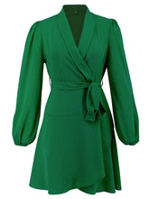 Surplice Tie Waist Long Sleeve Mini Dress - Littles Collection 