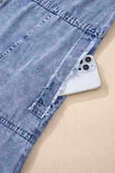 Raw Hem Button Down Long Sleeve Denim Dress - Littles Collection 