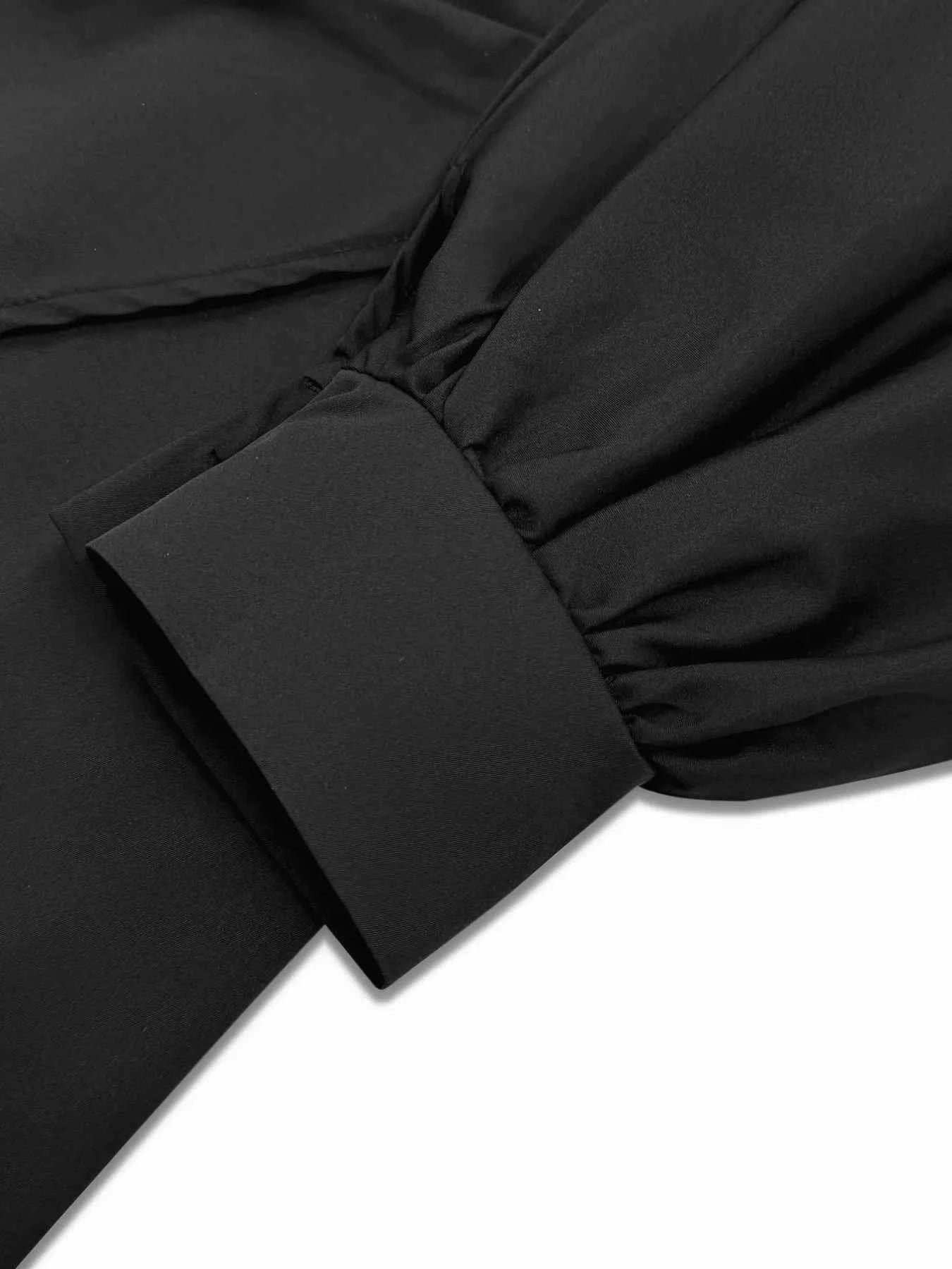 women_fashion - littlescollectionDressPlus Size Long Sleeve Wrap Mini Dress Black