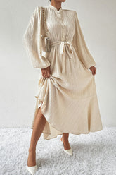 Honey Tied Button Up Balloon Sleeve Dress - Littles Collection 
