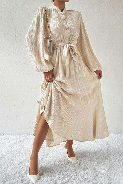 Honey Tied Button Up Balloon Sleeve Dress - Littles Collection 