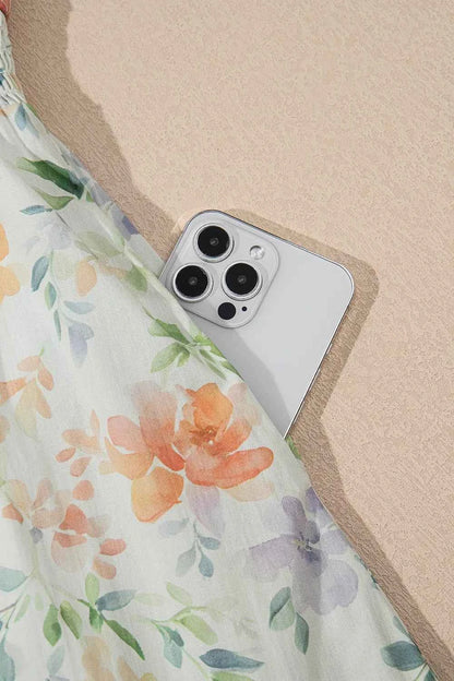 Frill Notched Puff Sleeve Dress