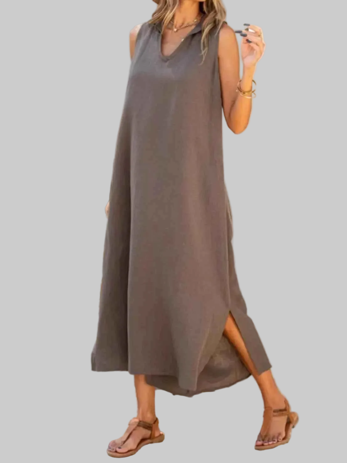Side Slit Sleeveless Classic Long Dress Plus Size