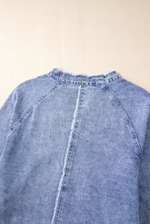 Raw Hem Button Down Long Sleeve Denim Dress - Littles Collection 