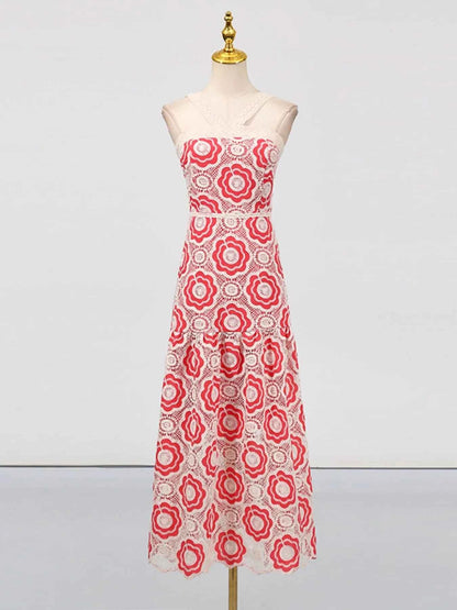 Lace Sleeveless Tiered Midi Dress