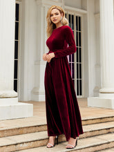 Tie Front Round Neck Velvet Maxi Dress - Littles Collection 