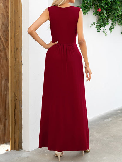 Surplice Neck Maxi Party Dress Black - Littles Collection 