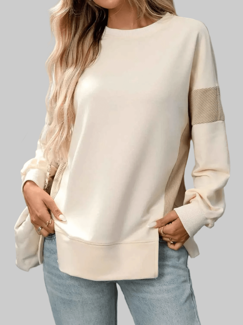women_fashion - littlescollectionSweatshirt womenDiva Side Slit Round Neck Women Sweatshirt
