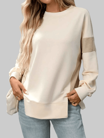 women_fashion - littlescollectionSweatshirt womenDiva Side Slit Round Neck Women Sweatshirt