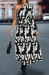 One-Shoulder Tie Waist Dress - Littles Collection 