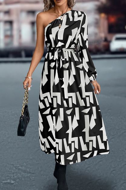 One-Shoulder Tie Waist Dress - Littles Collection 