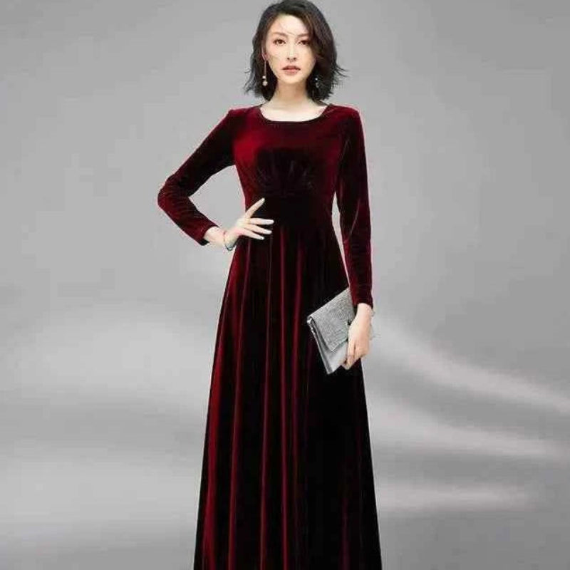 Golden Velvet Maxi Dress