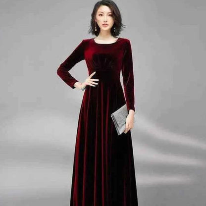 Golden Velvet Maxi Dress