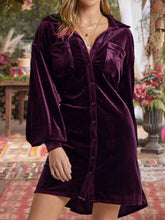 Velvet Mini Shirt Dress