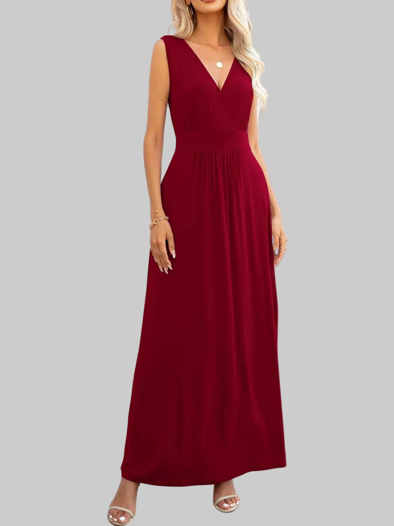 Surplice Neck Maxi Party Dress Black