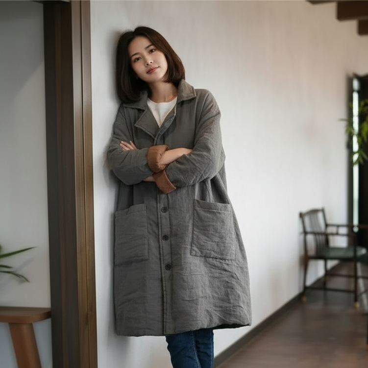 Women Vintage Warm Cotton Parkas Large Pockets