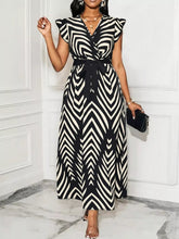 women_fashion - littlescollectionDressPlus Size Chevron Print Waist Tied Wrap Maxi Dress