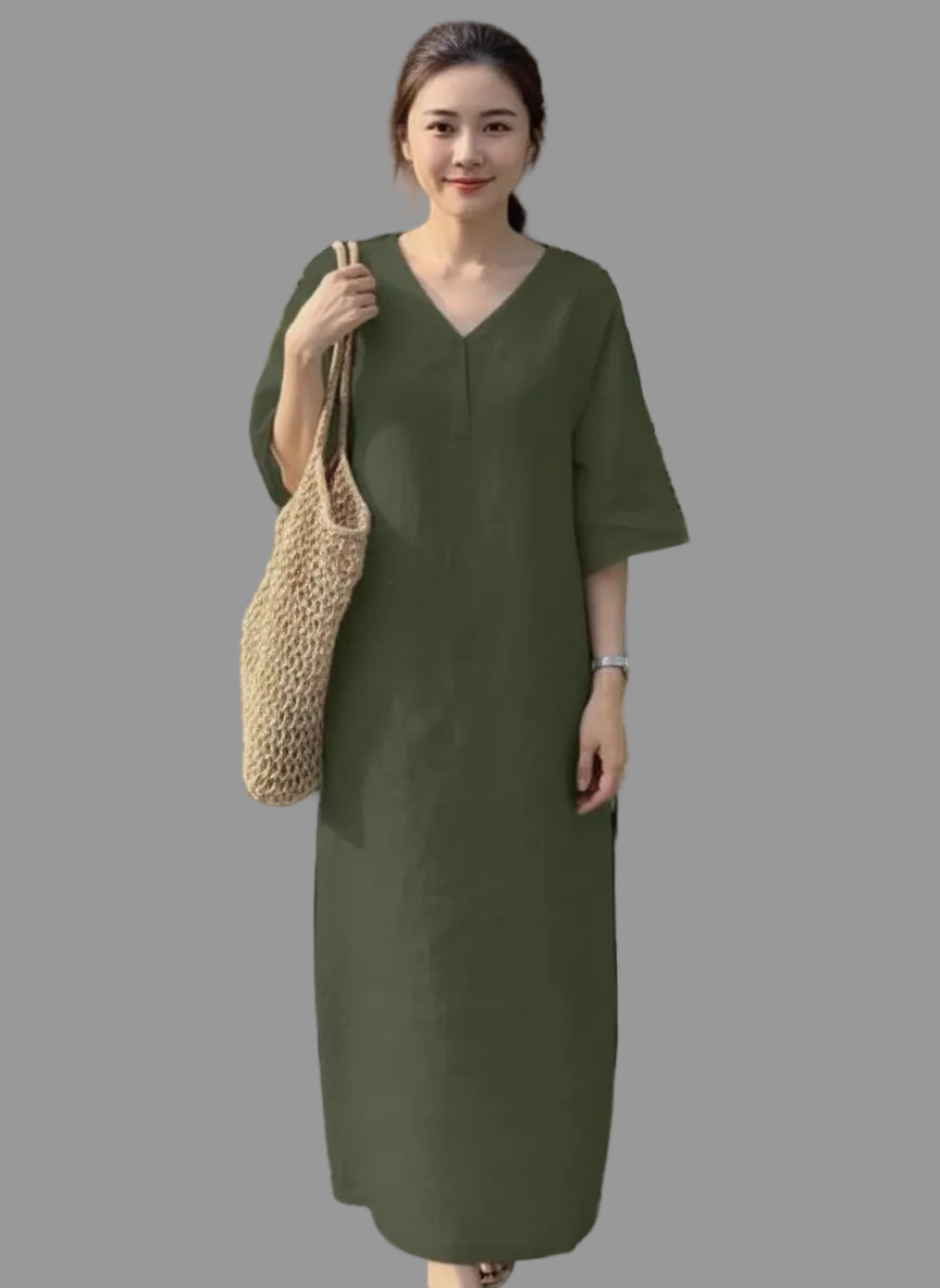 Vintage Style Simple Baggy fit Maxi Dress