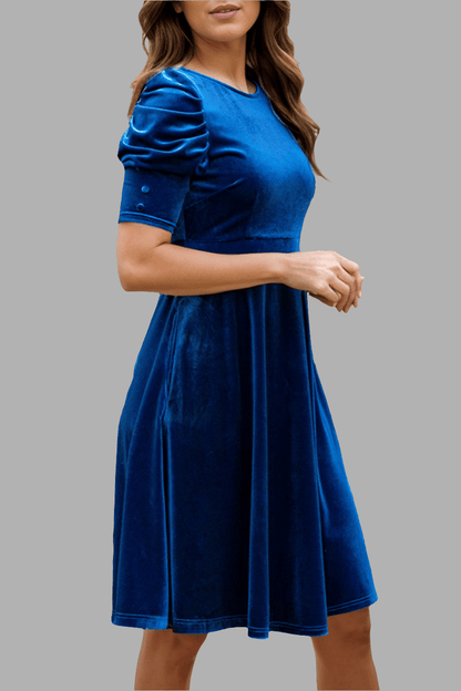 velvet puff sleeve women fashion - littlescollection