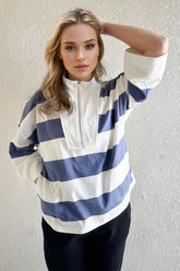 white half zip high collar sweatshirt women_fashion - littlescollection